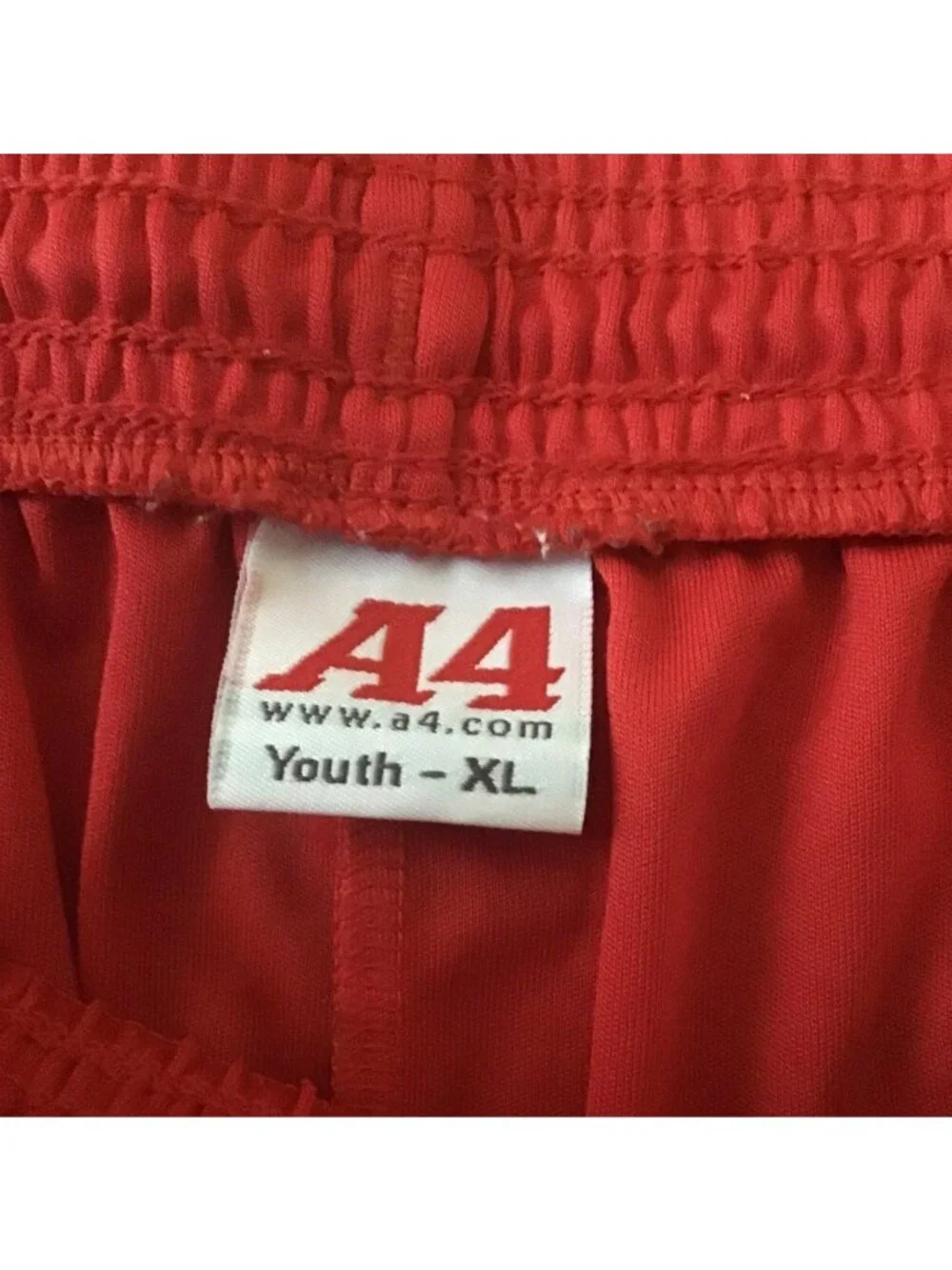 A4- BOY ELASTIC WAIST RED TRAINING SHORTS REGULAR FIT SIZE YOUTH X-LARGE (18-20)